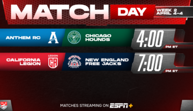 Week 2: Anthem RC vs Chicago Hounds. California Legion vs New England Free Jacks