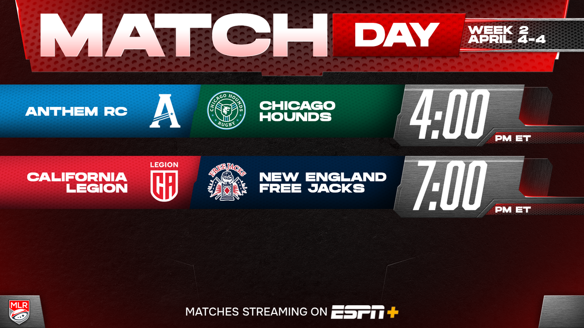 Week 2: Anthem RC vs Chicago Hounds. California Legion vs New England Free Jacks