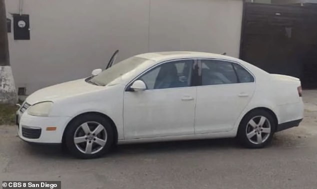Sabean's body was found after locals reported a 'foul odor' coming from this Volkswagen Jetta. Adams was wanted by the FBI for questioning related to Sabean's murder