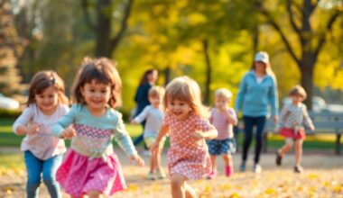 An abstract, impressionistic photograph showing the blurred silhouettes of young children playing in a park, with soft, warm washes of color and light creating an atmosphere of joy and community.