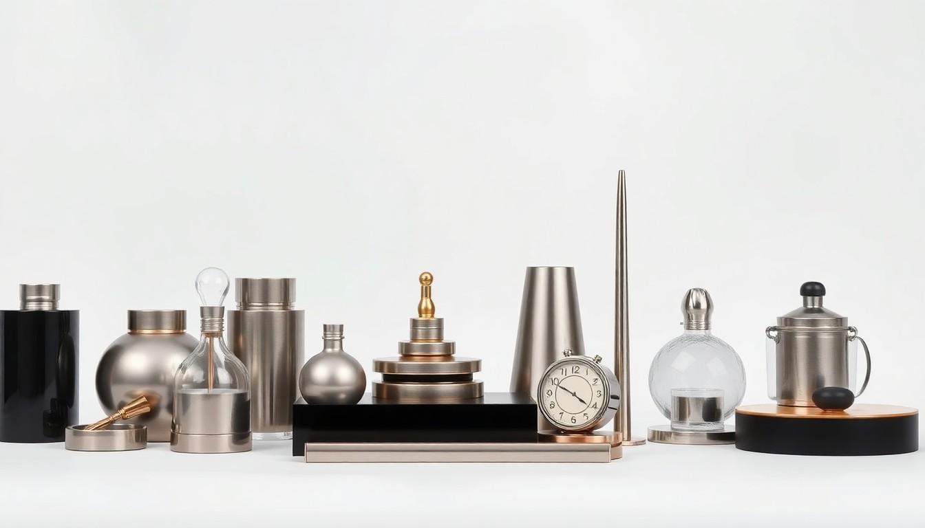 A high-end, photorealistic studio still-life photograph featuring a collection of premium, polished corporate objects arranged elegantly on a clean, monochromatic background, conceptually representing the abstract concepts of corporate strategy, finance, and market shifts that are driving Disney