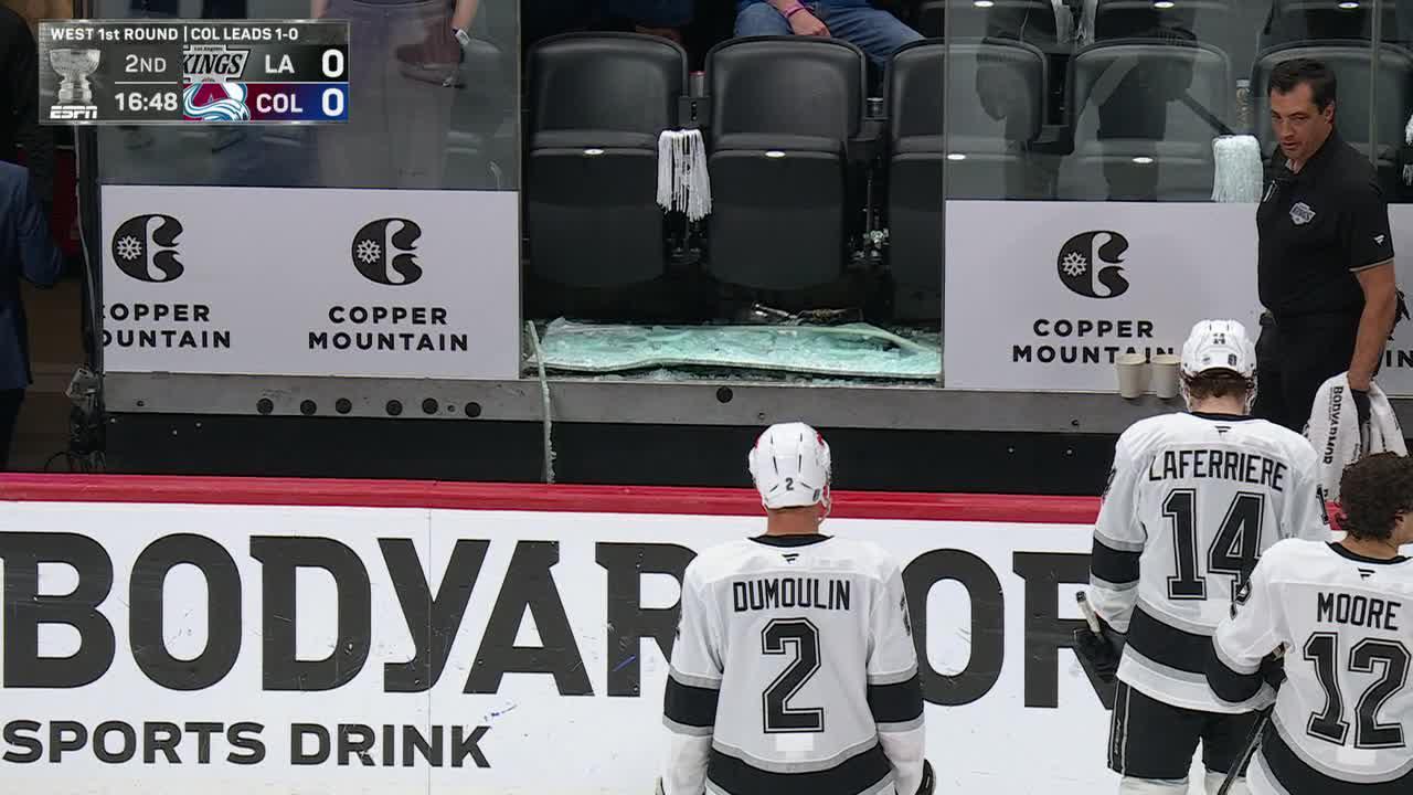 Celebrating fans cause glass panel to shatter in Kings-Avs