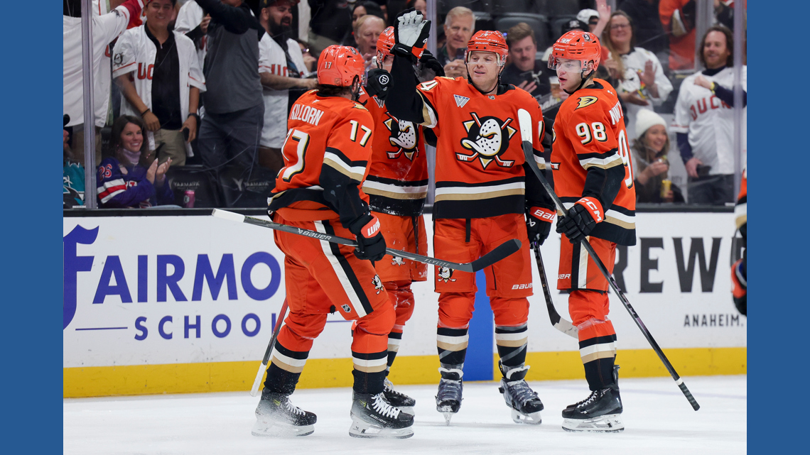 John Carlson's 1st hat trick in a 17-year career sends Ducks past Sharks 6-1, snaps 6-game skid