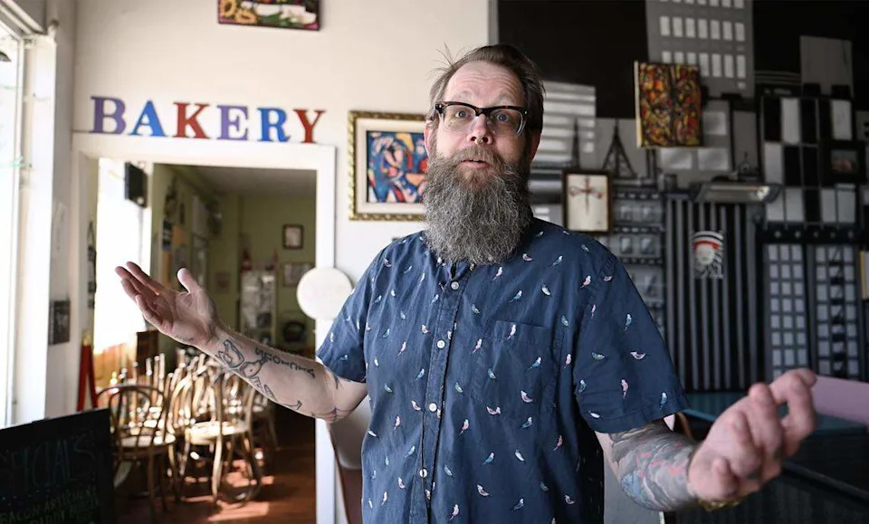 Ian Cookson, co-owner of Libelula, says the impact road closures for high speed rail construction around his cafe will devastate his business, photographed Monday, April 20, 2026 in downtown Fresno.