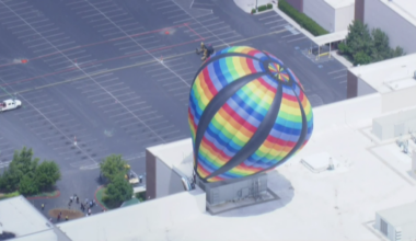 Watch as a hot air balloon slams into Sky River Casino building