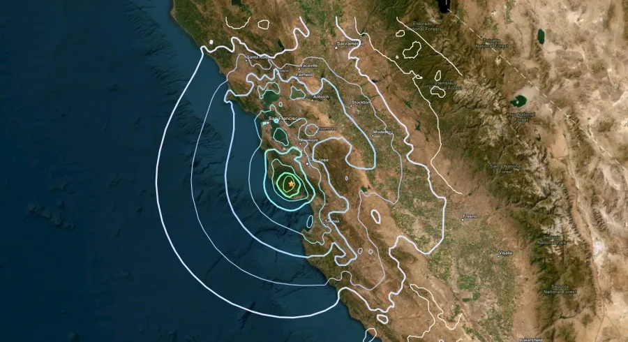 Earthquake intensity map (USGS)