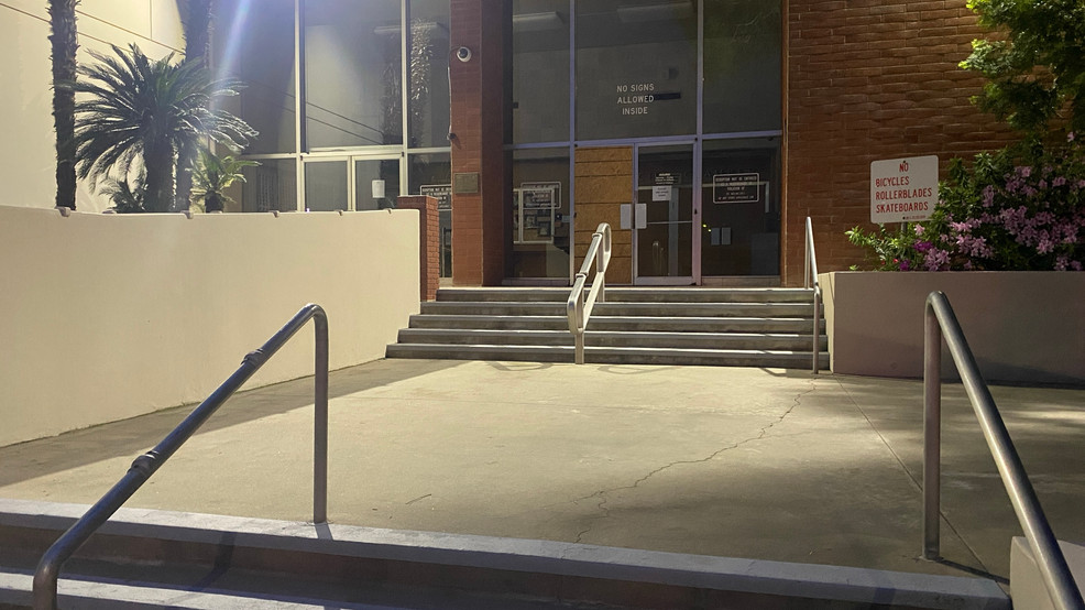 Five people were arrested during Wednesday's Bakersfield City Council meeting on multiple allegations including assaulting police officers, resisting arrest, and damaging city property, said Bakersfield police. PHOTO: KBAK/KBFX