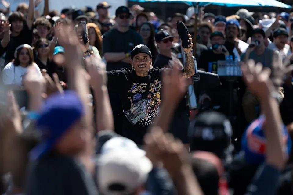 Skateboarding during SLS Takeover Saturday, April 4th, 2026 in Downtown Los Angeles