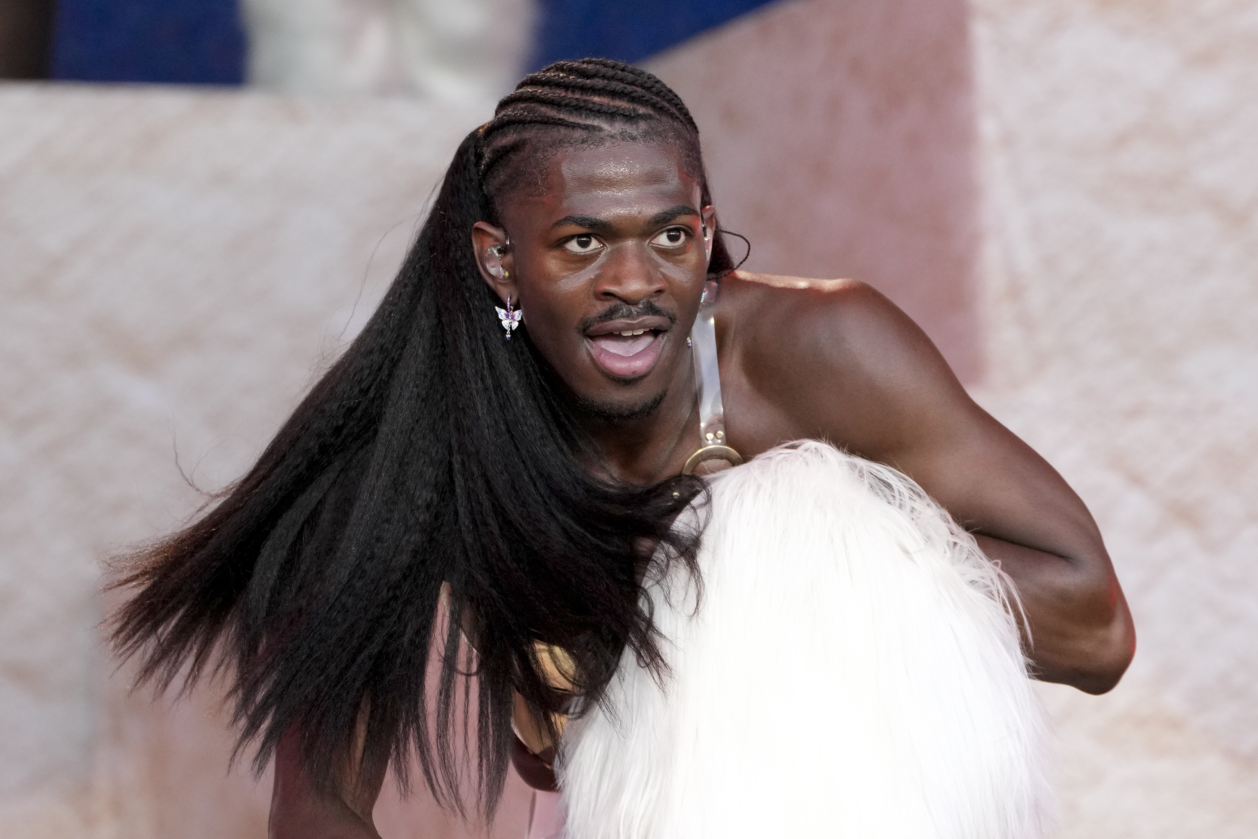 Lil Nas X performs during the Glastonbury Festival in Worthy...