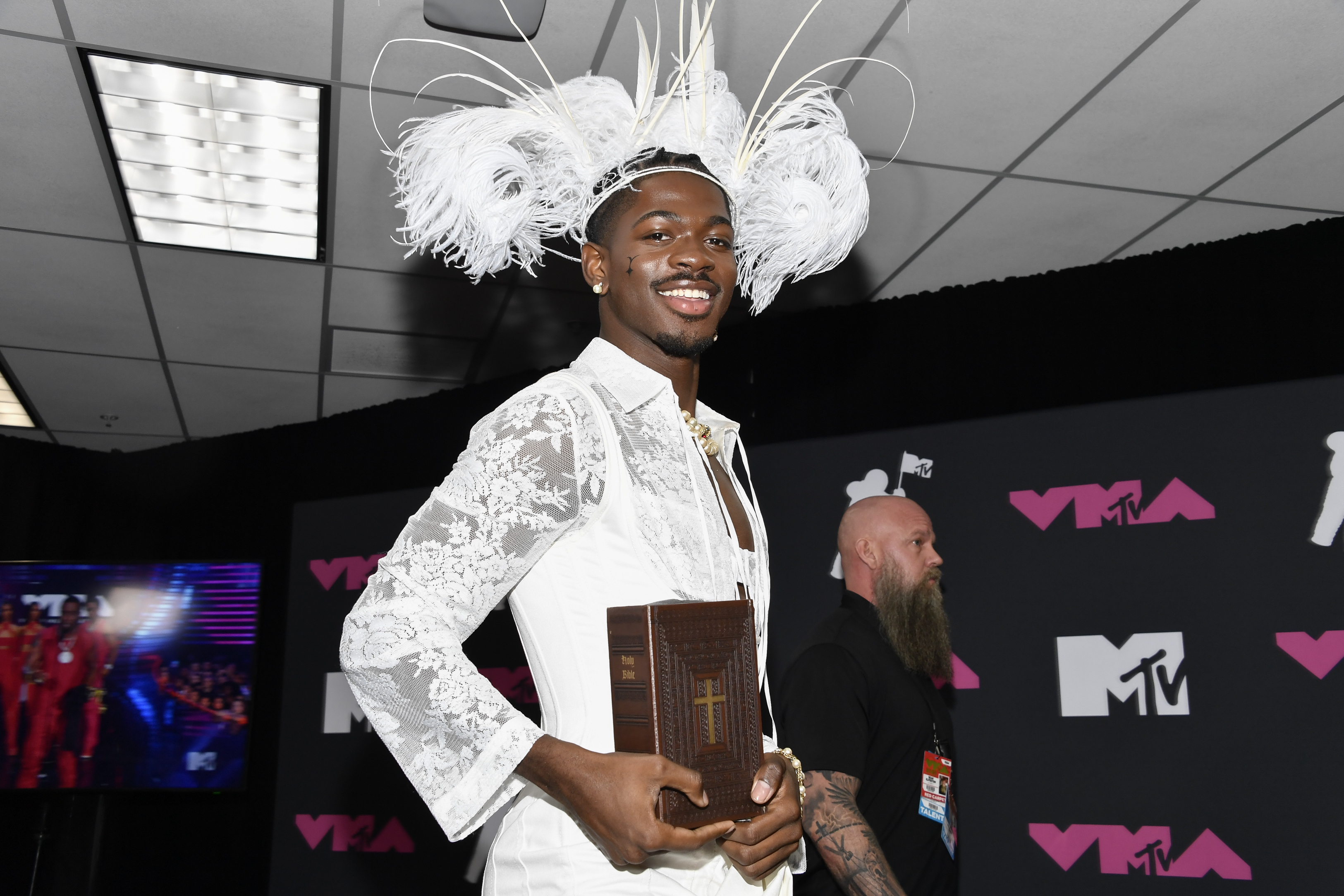 Lil Nas X poses in the press room at the...