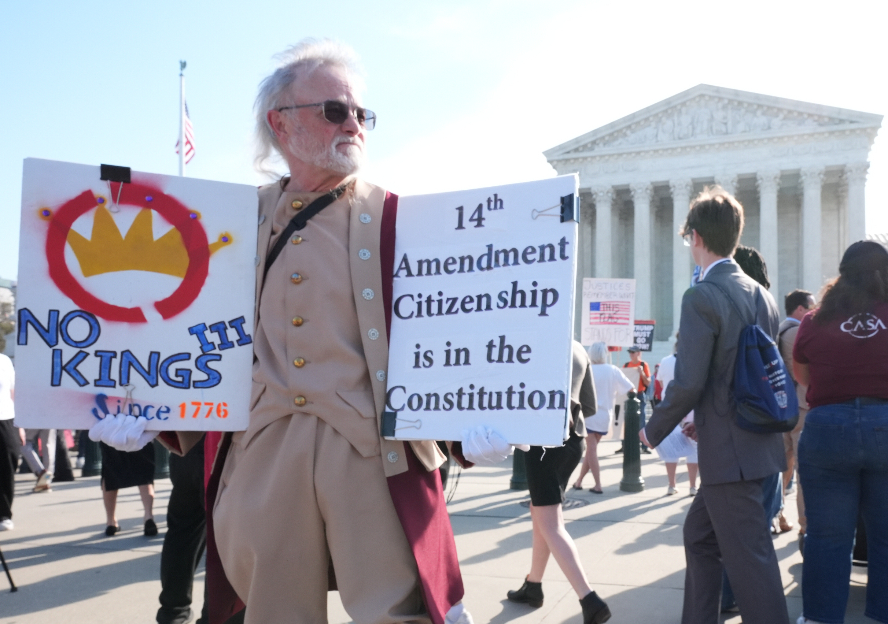 Pro and anti-Trump demonstrators rally outside the U.S. Supreme Court.