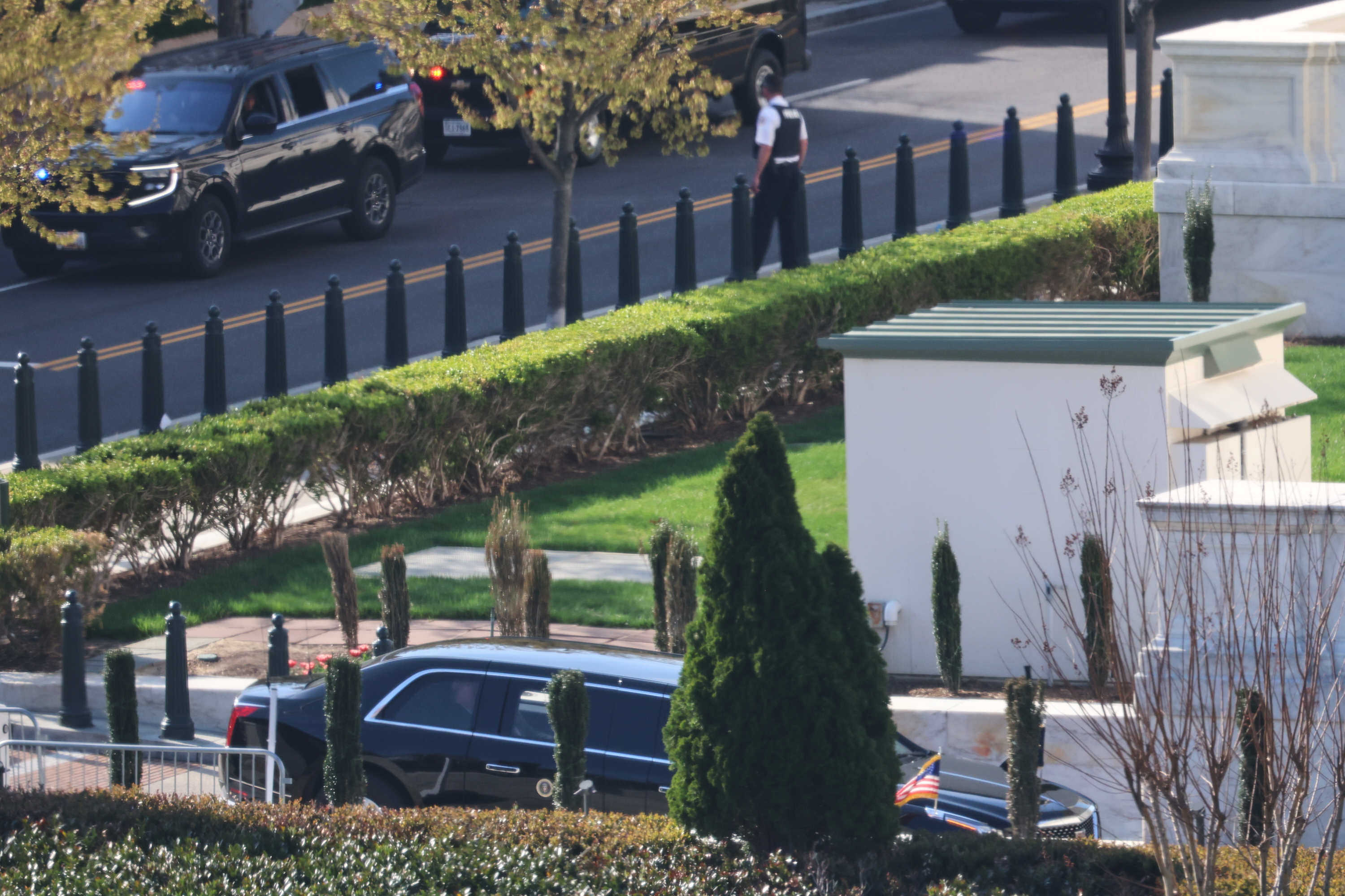 President Donald Trump's motorcade arrives at the U.S. Supreme Court.