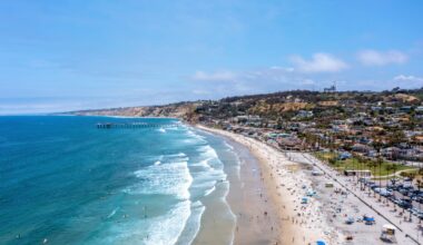 Sweeping view of undisclosed beach in San Diego