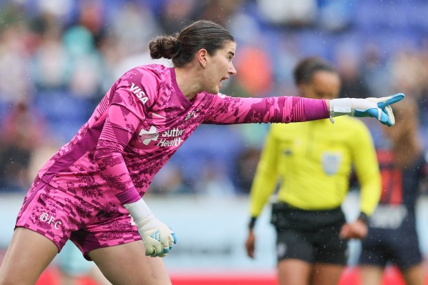 Jordan Silkowitz #29 of Bay FC reacts during the NWSL match between NJ/NY Gotham FC and Bay FC at Sports Illustrated Stadium on April 25, 2026 in Harrison, New Jersey. (Photo by Caean Couto/Getty Images)