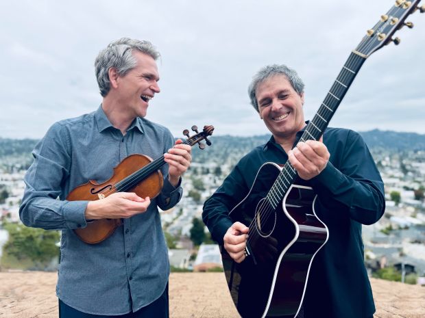 Grammy Award-winning violinist Mads Tolling, left, and internationally celebrated Italian guitarist will appear at Antioch's El Campanil Theatre May 3. (Photo courtesy of Mads Tolling)