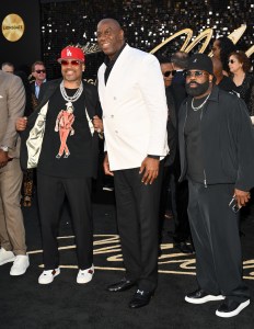 Allen Iverson, Magic Johnson and Black Thought at the "Michael" Los Angeles Premiere held at The Dolby Theatre on April 20, 2026 in Los Angeles, California.