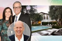 Bruce Willis, Guess Inc.’s Carlos Alberini and Andrea Alberini with 1005 Benedict Canyon Drive in Beverly Hills