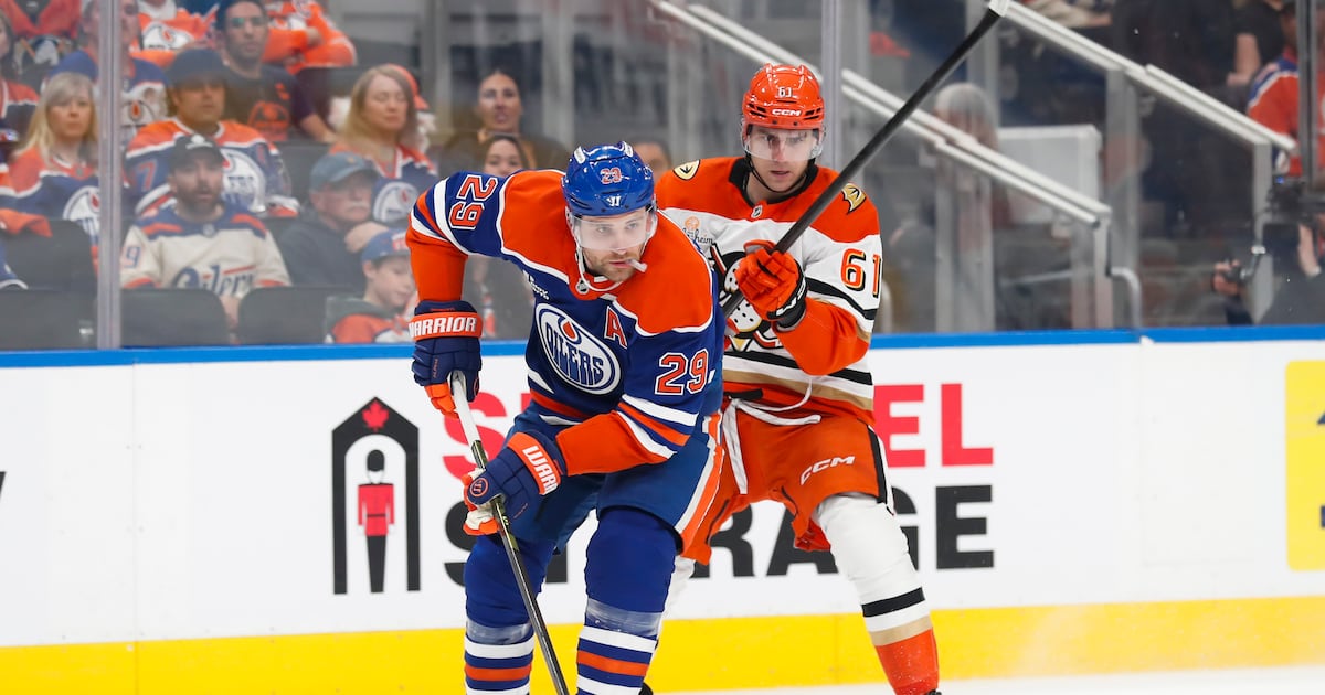Troy Terry’s pair of goals puts Anaheim Ducks ahead of Edmonton Oilers through two in Game 1