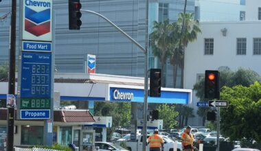High gasoline prices are displayed at a filling station downtown Los Angeles Monday, March 30, 2026. (AP Photo/Damian Dovarganes)