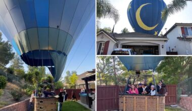 Hot air balloon makes emergency landing in California backyard, wild video shows