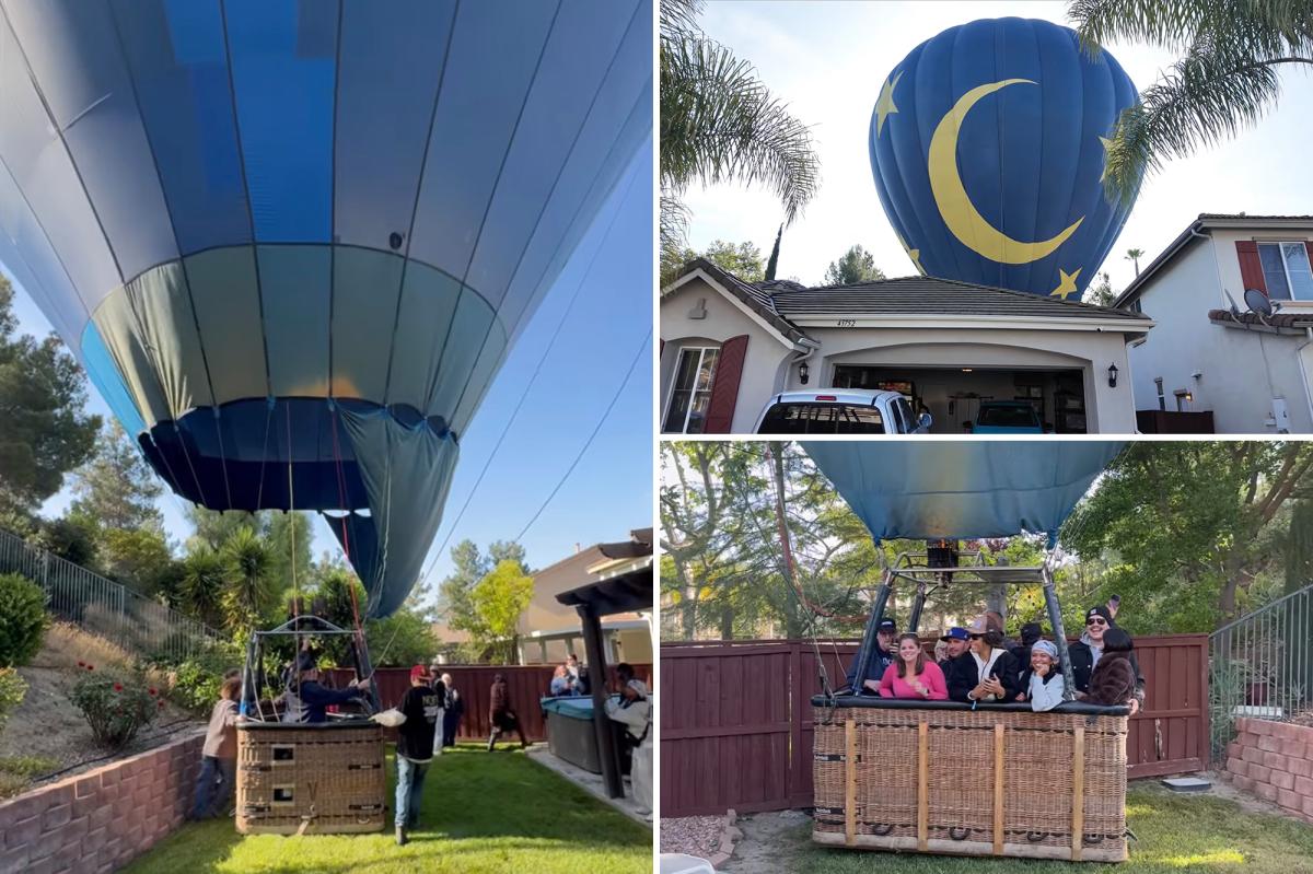 Hot air balloon makes emergency landing in California backyard, wild video shows