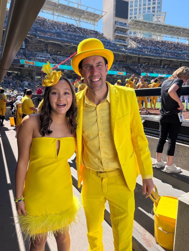 Eva Mather with Savannah Bananas founder Jesse Cole. (Qian Mather)