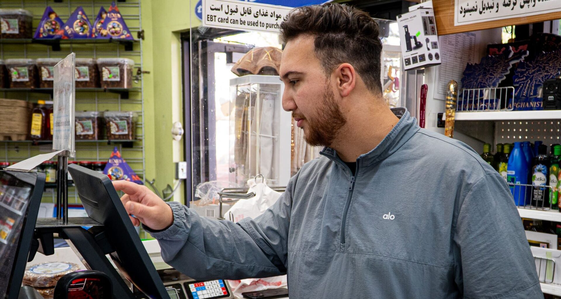 Man working at cash register