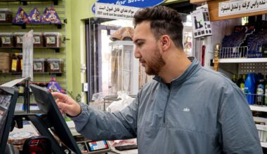 Man working at cash register