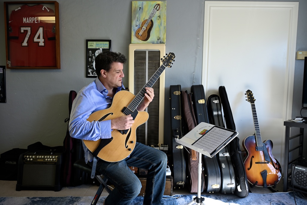 tuning the guitar