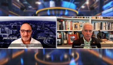 Composite Image of Darius Assemi interviewing Rep. Jim Costa