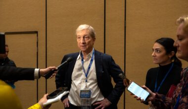 Tom Steyer, the the billionaire financier and candidate for governor. at the California Democratic Party convention in San Francisco on Feb. 21, 2026. Steyer has spent roughly $120 million of his fortune on advertising.