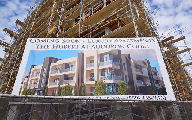 The Hubert at Audubon Court are new luxury apartments being built at the northeast corner of Nees Avenue and Audubon Drive. Photographed Wednesday, April 1, 2026 in Fresno.