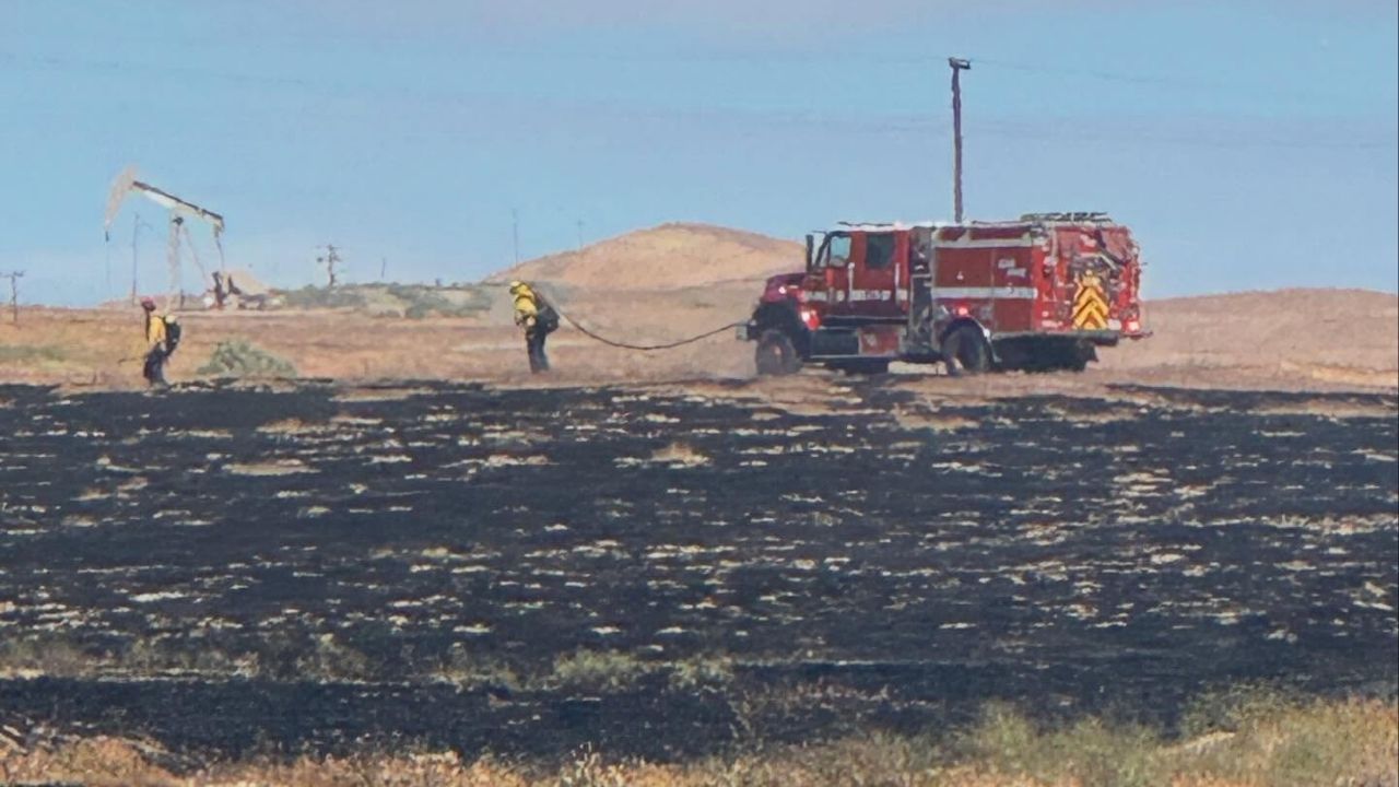 Firefighters contained a 45-acre wildland fire near Highway 33 and Palmer Avenue north of Coalinga Thursday, April 2, 2026, with no injuries reported. (CalFire)