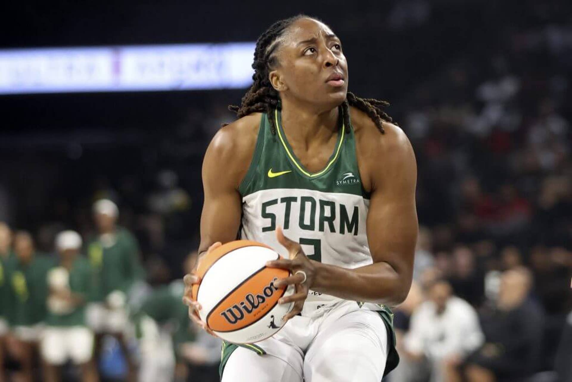 Nneka Ogwumike playing for the Storm in 2025.