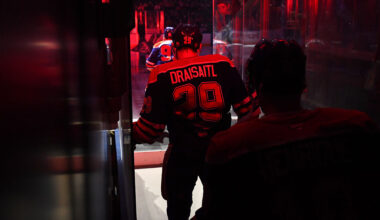 EDMONTON, CANADA - DECEMBER 11: Leon Draisaitl #29 of the Edmonton Oilers heads towards the ice surface for the game against the Detroit Red Wings at Rogers Place on December 11, 2025, in Edmonton, Alberta, Canada. (Photo by Andy Devlin/NHLI via Getty Images)