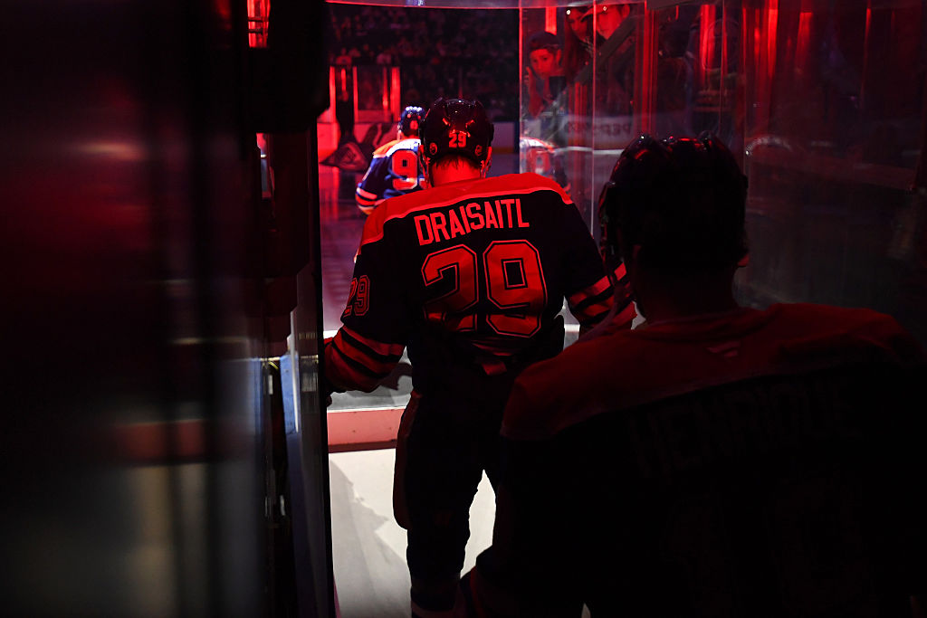 EDMONTON, CANADA - DECEMBER 11: Leon Draisaitl #29 of the Edmonton Oilers heads towards the ice surface for the game against the Detroit Red Wings at Rogers Place on December 11, 2025, in Edmonton, Alberta, Canada. (Photo by Andy Devlin/NHLI via Getty Images)