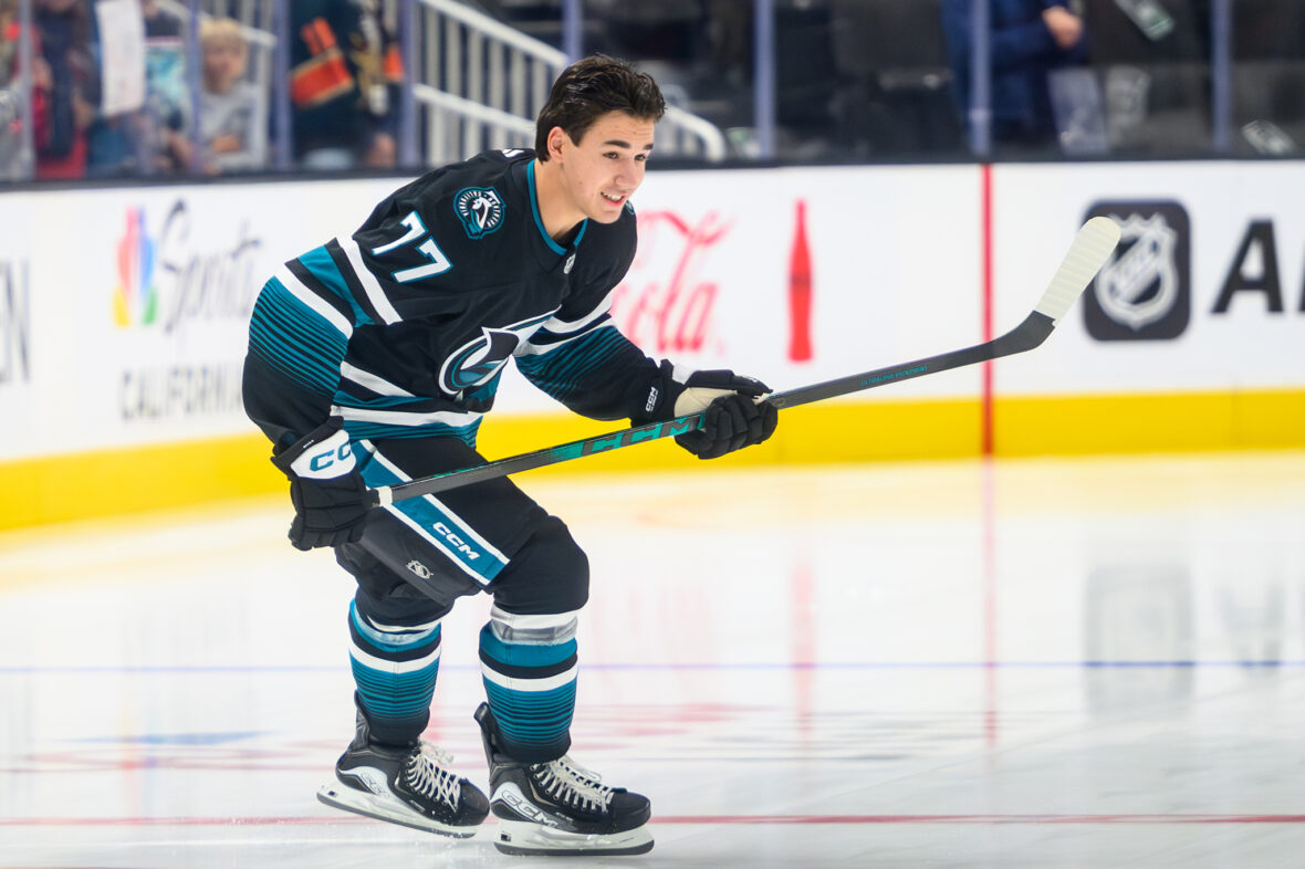San Jose Sharks forward Michael Misa