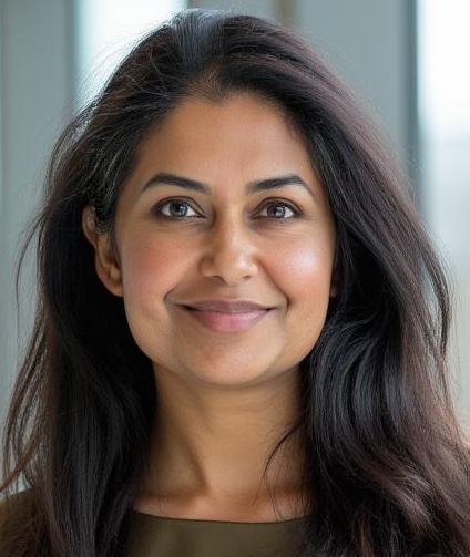 woman with long dark hair smiling