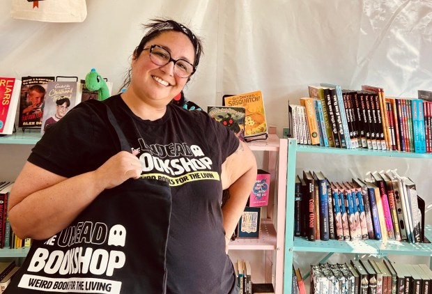 Lauren Salerno, the owner of the Undead Bookshop, at the Los Angeles TImes Festival of Books on April 19, 2026. (Photo by Erik Pedersen / SCNG)
