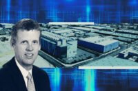 California Energy Commission director Drew Bohan with rendering of Goodman's LAX01 Vernon