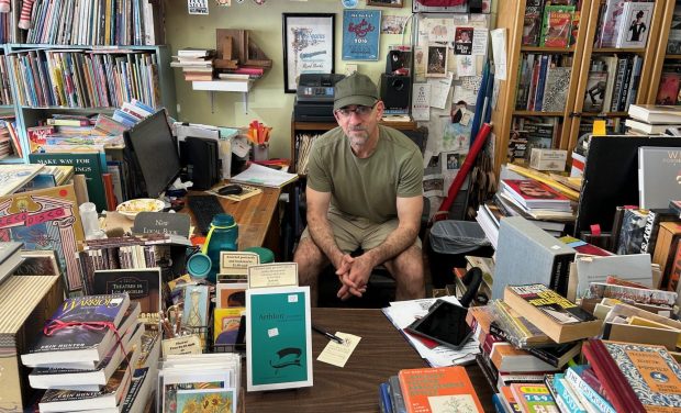 Jeremy and Debbie Kaplan, the owners of READ Books in Eagle Rock, say they will have to move after a rent increase of more than 130%. Jeremy is seen here in the store on March 29, 2026. (Photo by Erik Pedersen/SCNG)