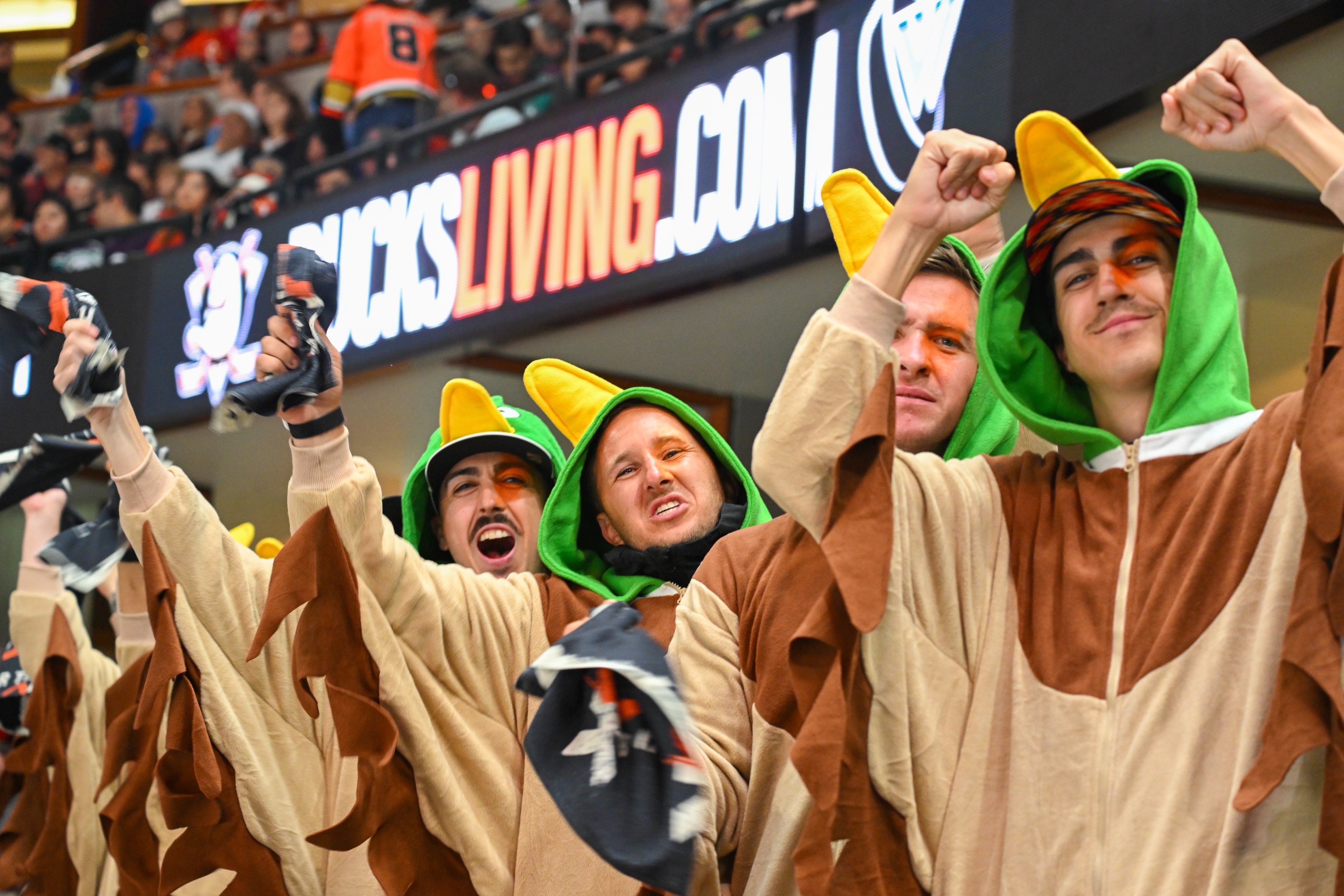 Ducks fans react as they take on the Edmonton Oilers...