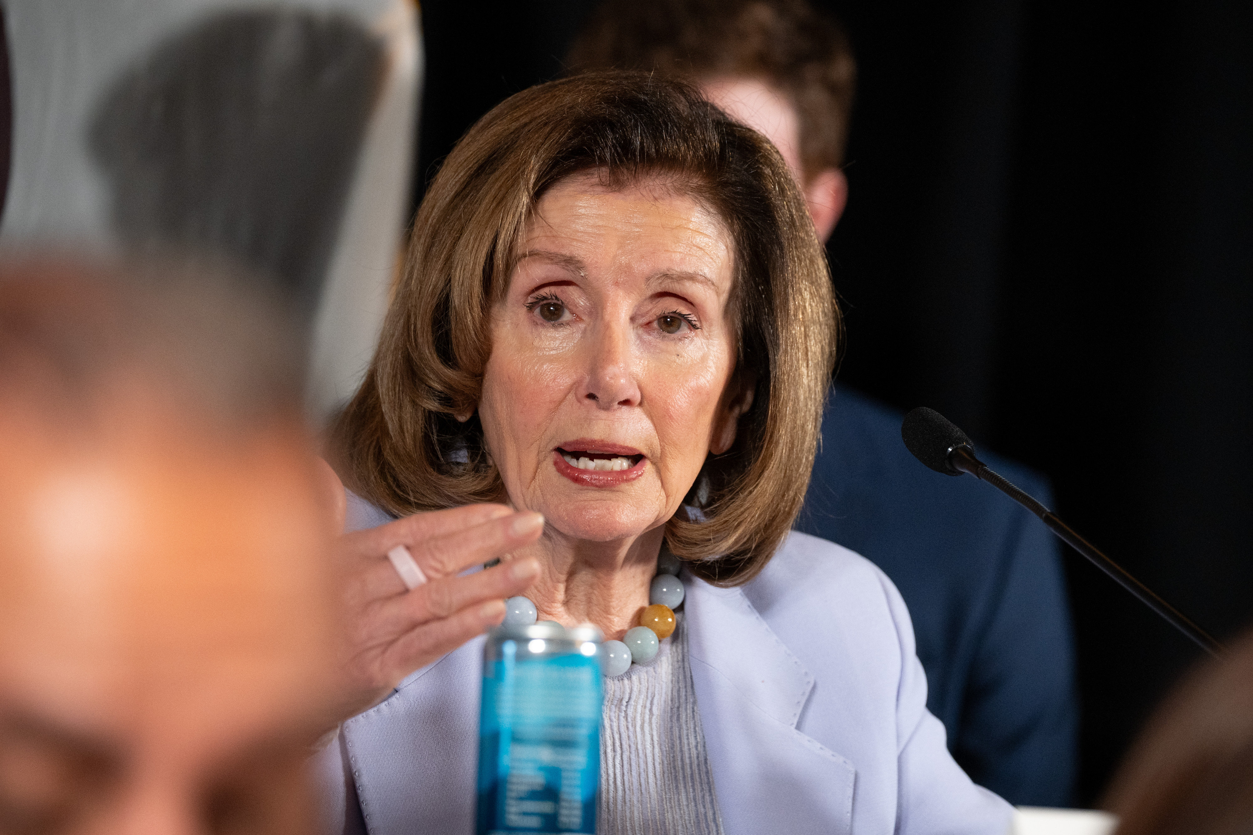 Former House Speaker Nancy Pelosi speaks at a shadow hearing...