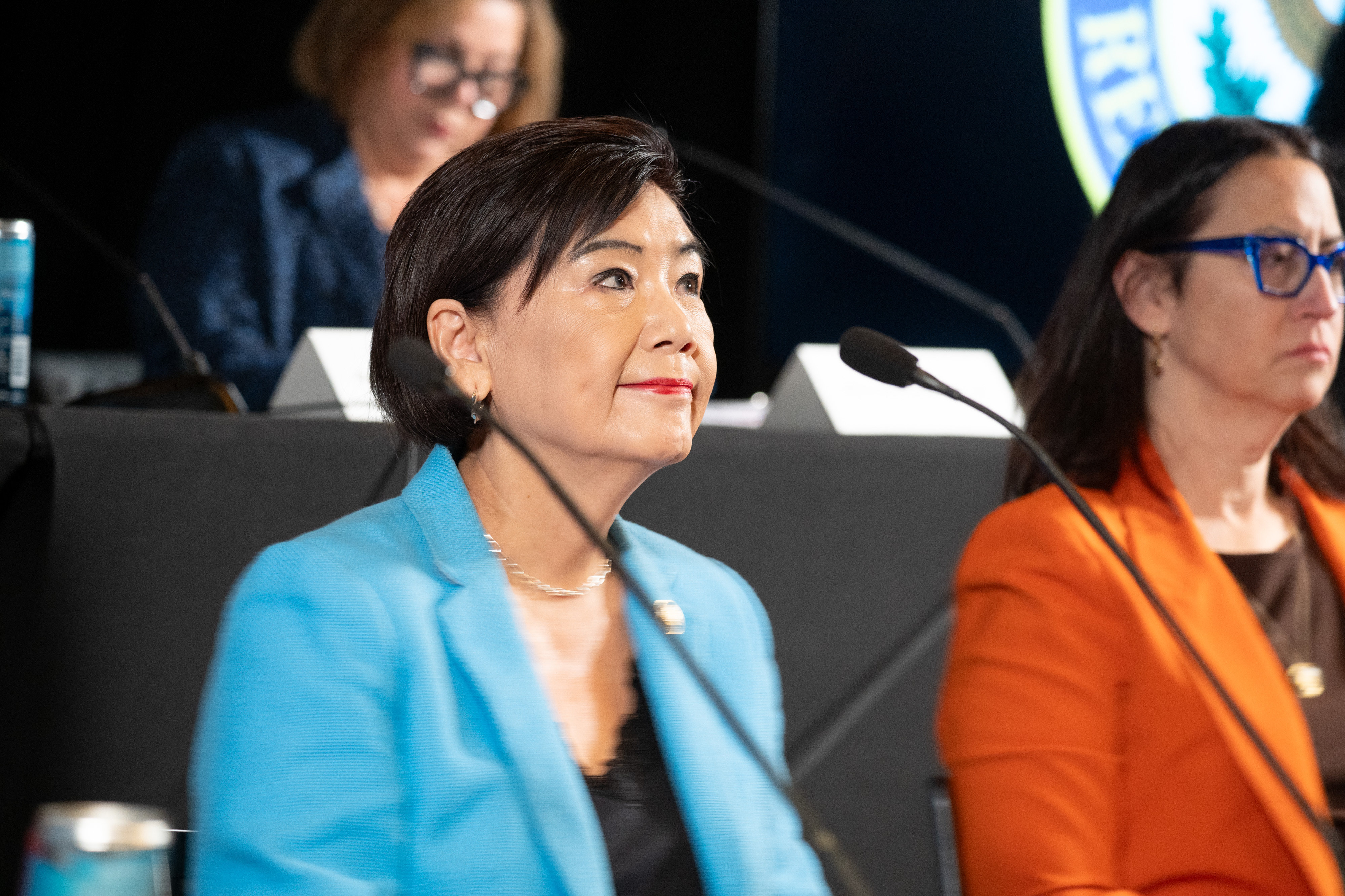 Democratic Reps. Judy Chu and Laura Friedman attend a shadow...