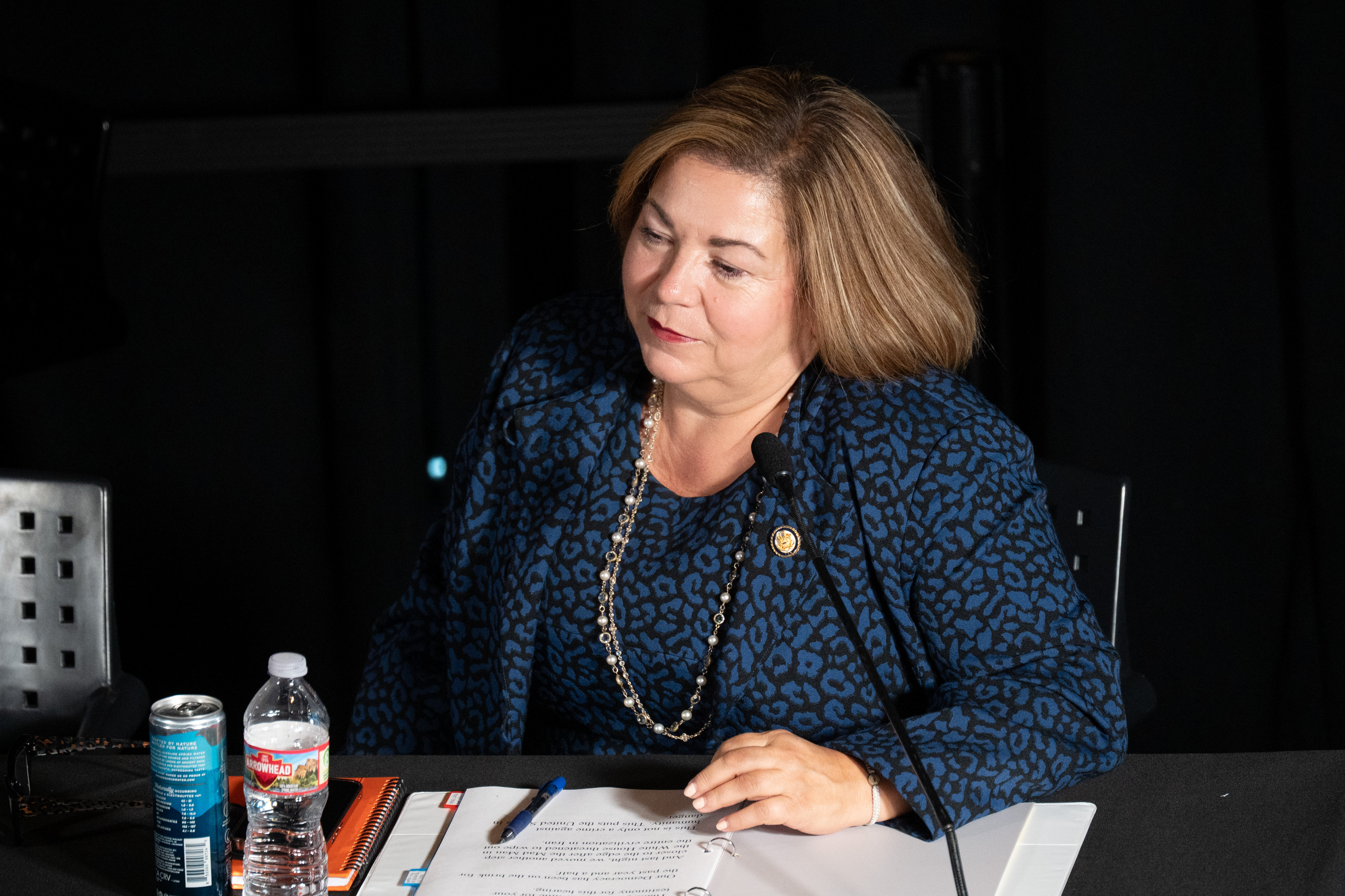 Democratic Rep. Linda Sanchez attend a shadow hearing at the...