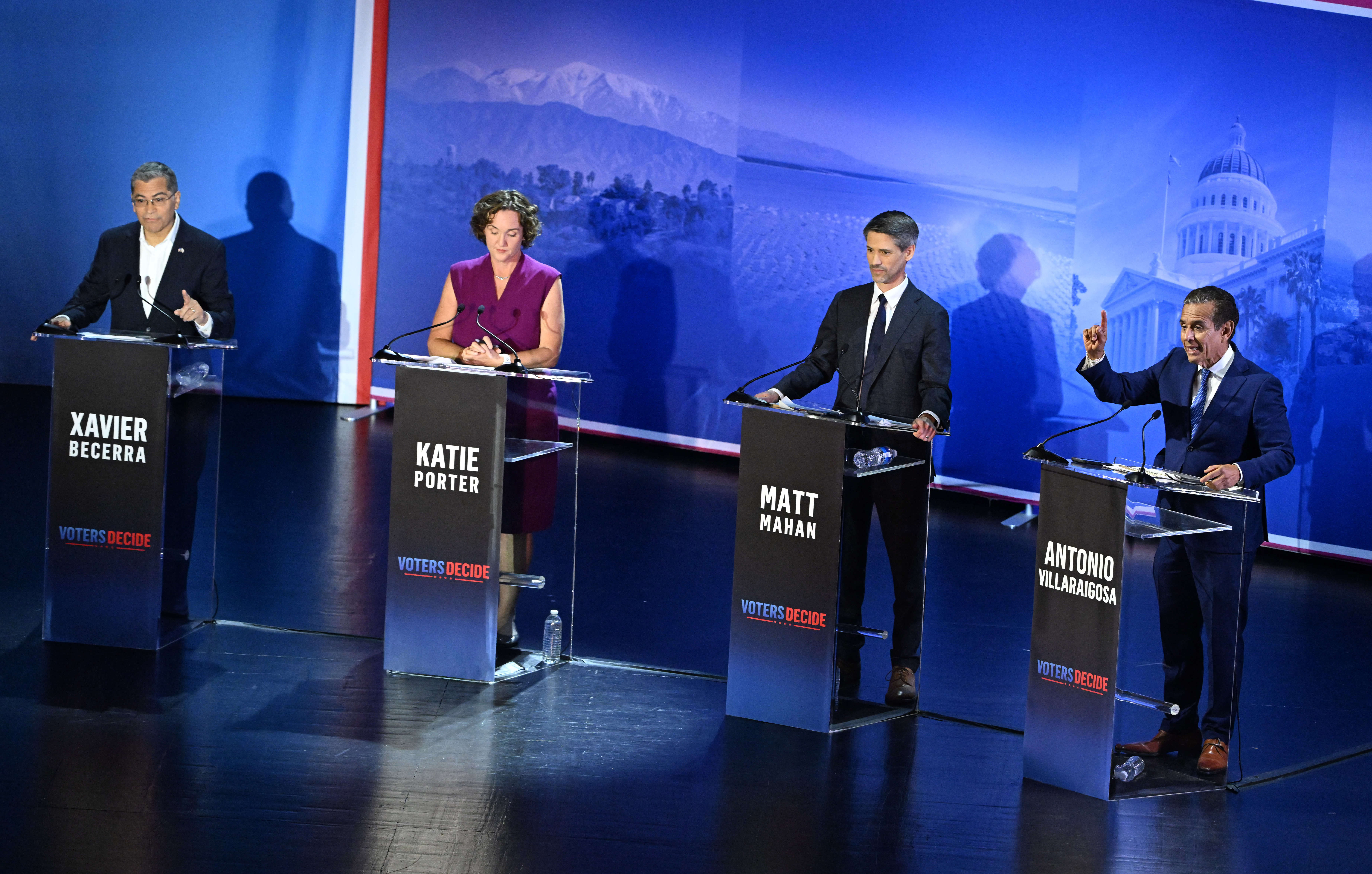 California gubernatorial candidate during a 2026 California gubernatorial debate in...