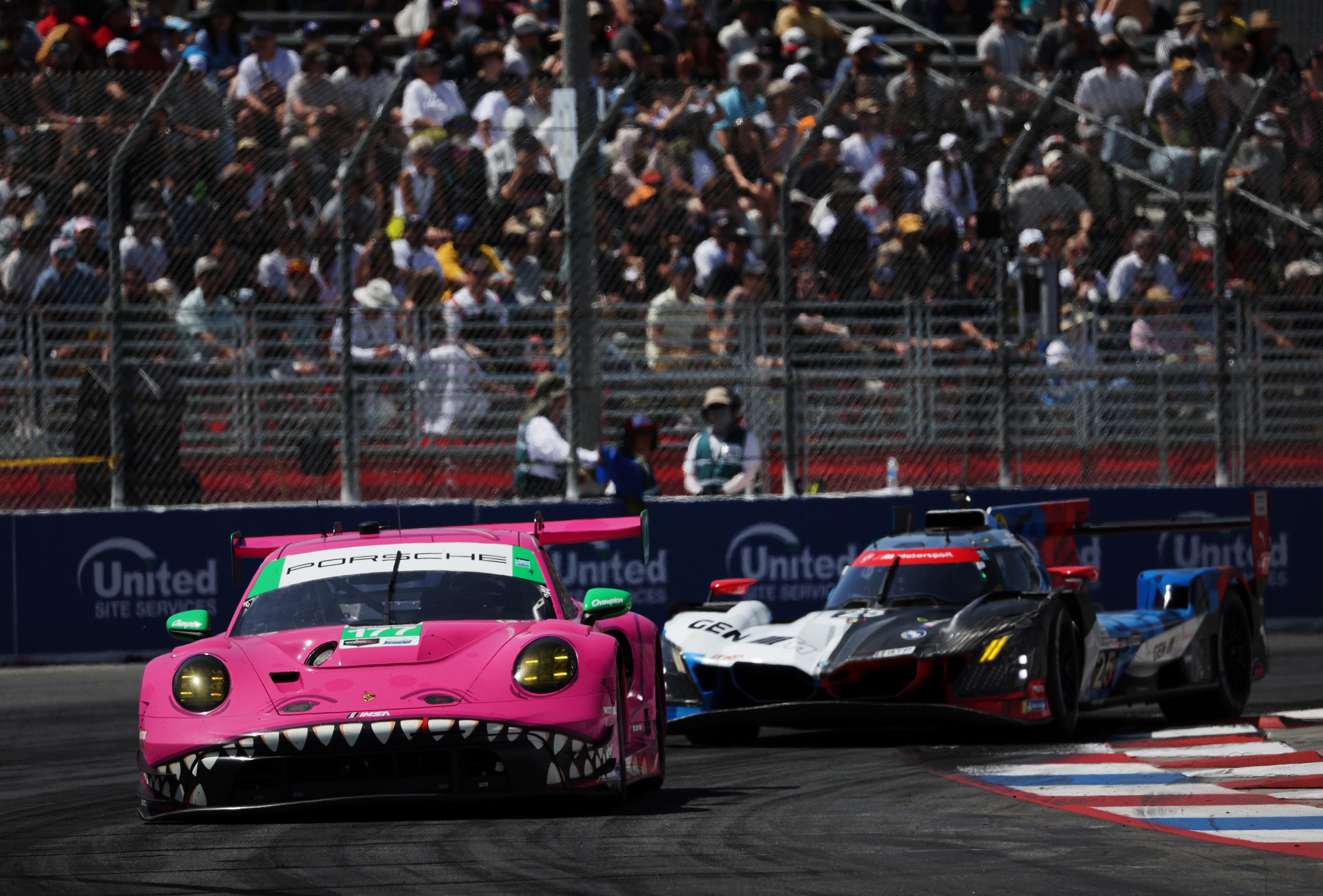 The AO Racing GTD car (177) races ahead of the...