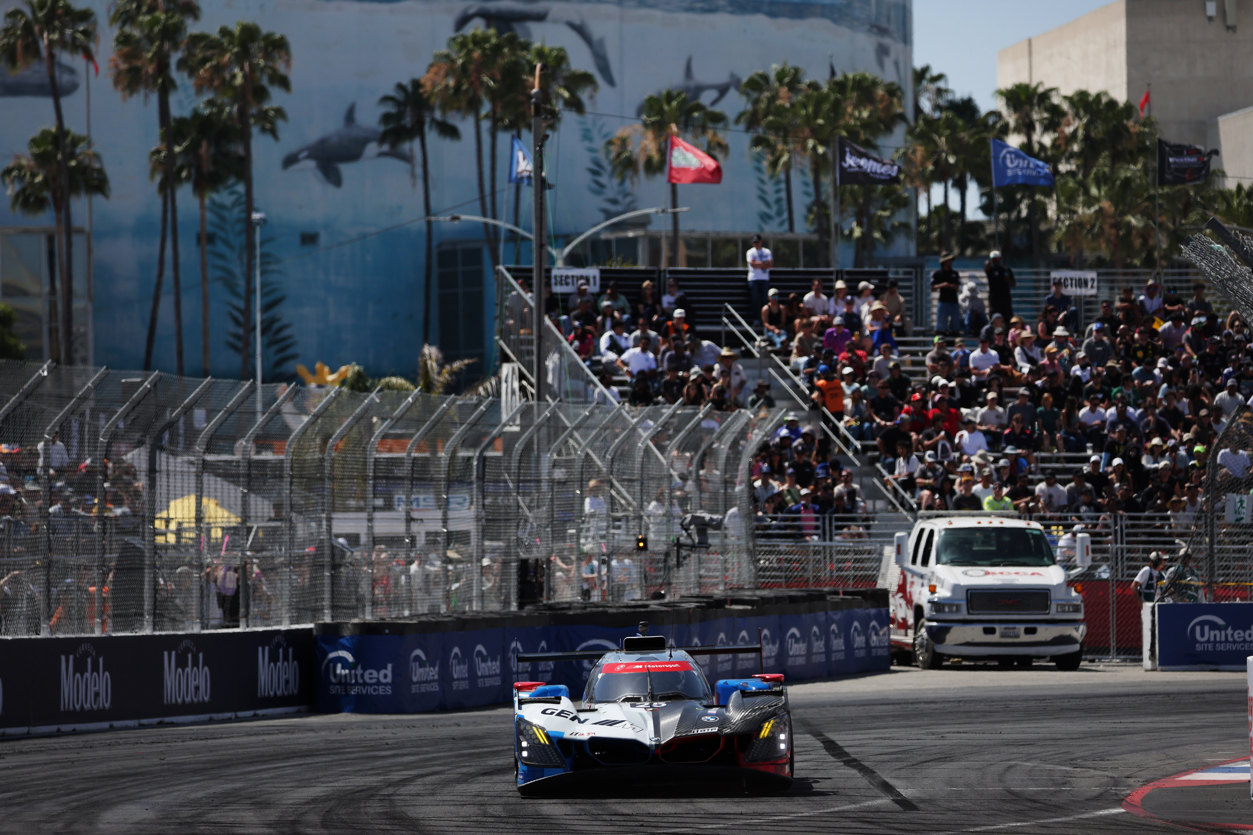 The BMW M Team WRT GTP car (25) races through...