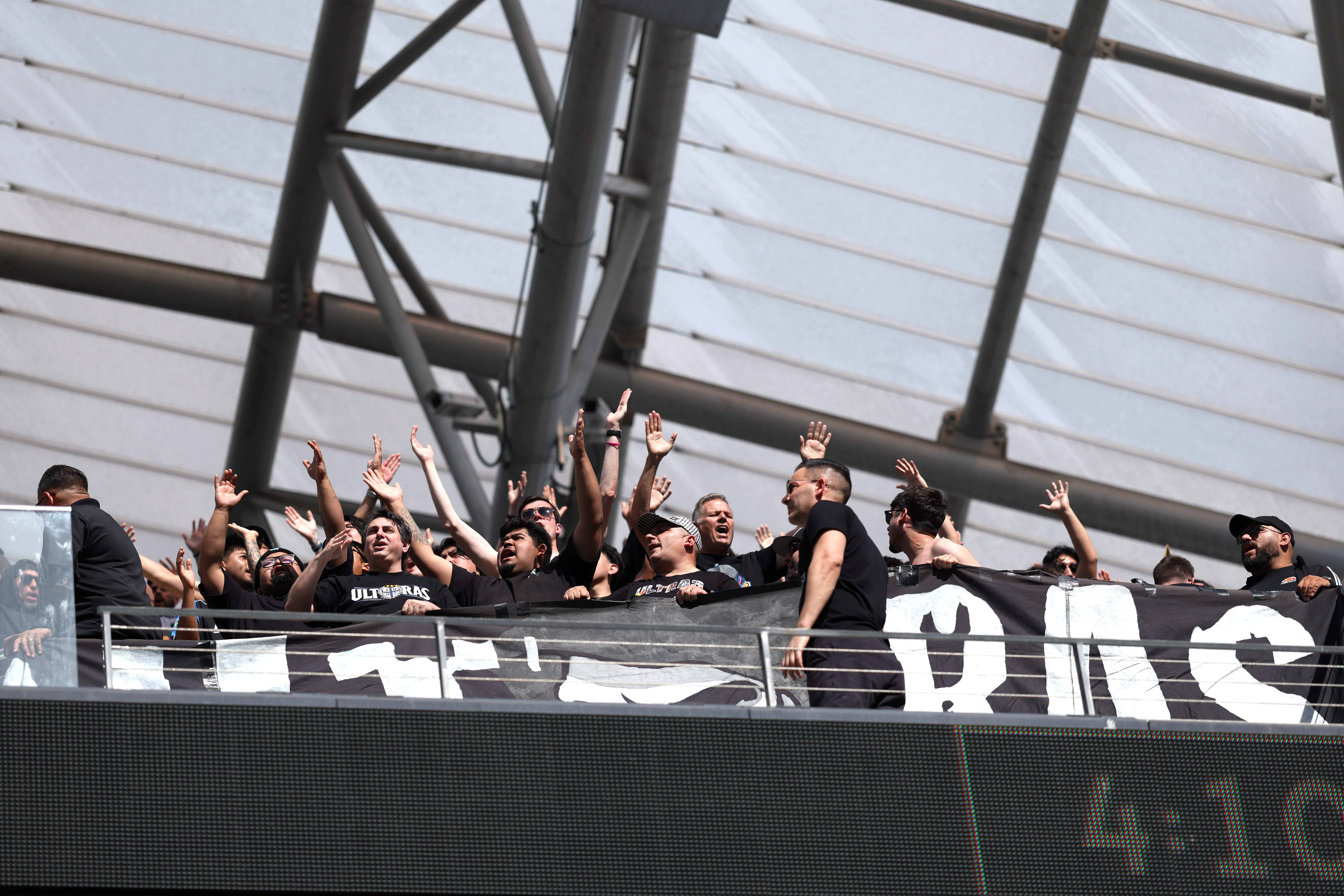 San Jose Earthquakes supporters cheer before the start of an...