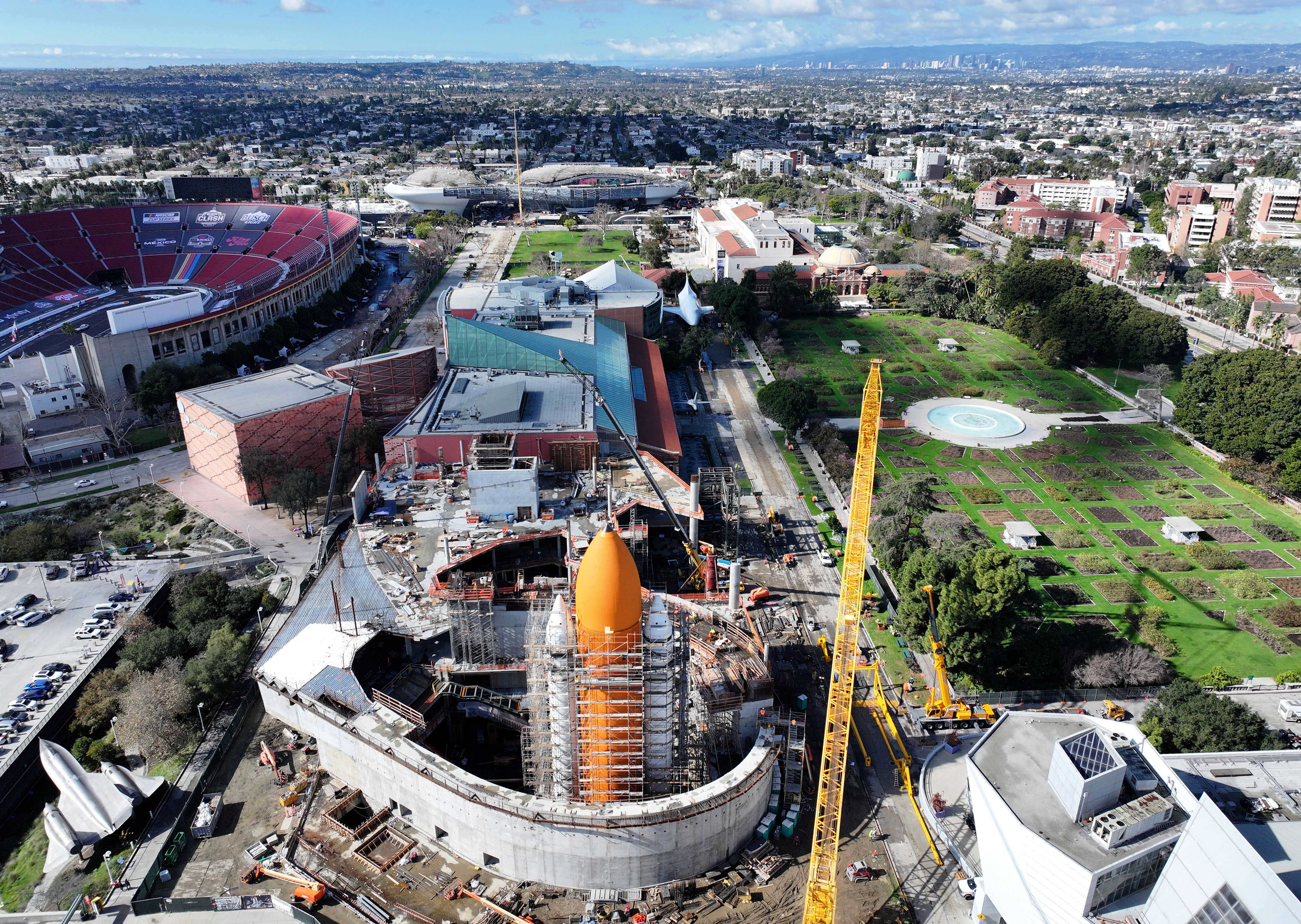 Final preparations are underway to move and lift space shuttle...
